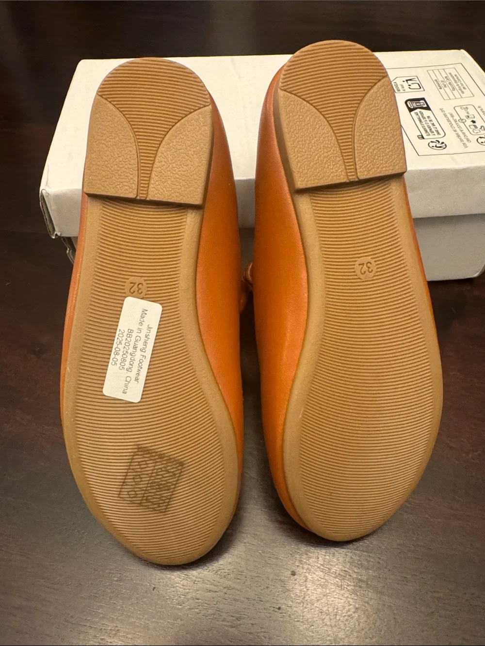 Girls Brown Bow Mary Jane Flats - Kids Shoes Size 32 (US 1) Faux Leather
